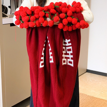 Rózsás virágos pléd, kézi szövésű, akril rost, 1500 g, tavasz–ősz