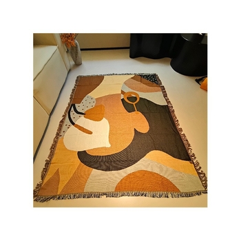 Kötött kanapé takaró, geometriai mintázat, nordic stílus, poliészter-pamut keverék, 800–999 g, minden szezonra