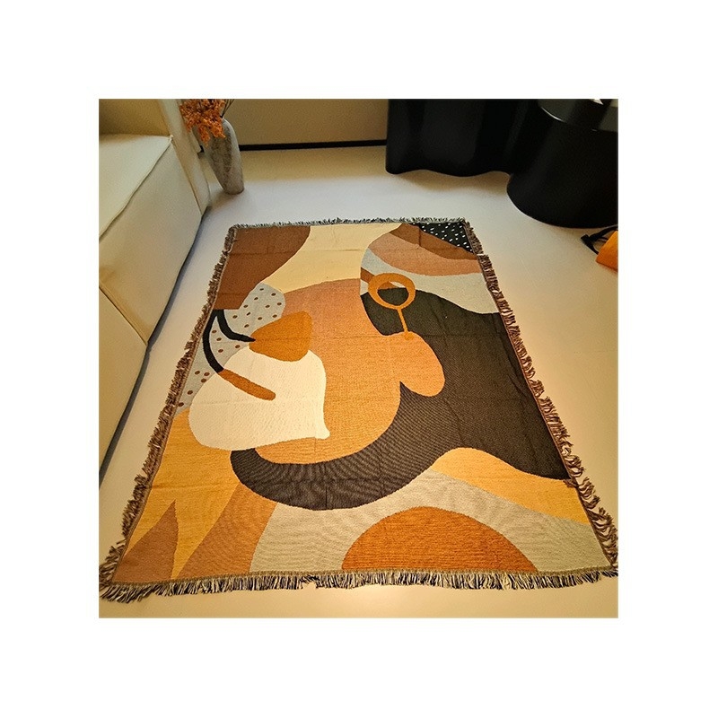 Kötött kanapé takaró, geometriai mintázat, nordic stílus, poliészter-pamut keverék, 800–999 g, minden szezonra