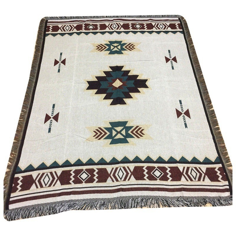 Pamut kanapé pléd geometriai mintával, négy évszakos használatra, tömege 1000–1499 g