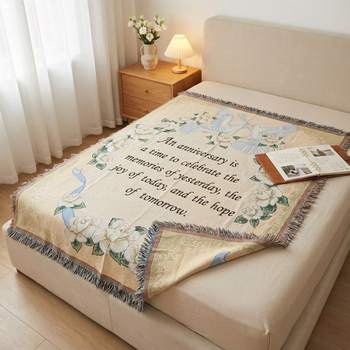 Гобленово одеяло — пасторален стил, смесен материал, мотив растения и цветя, тегло 300–499 г, подходящо за всички сезони