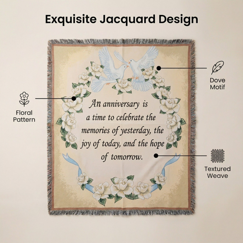 Гобленово одеяло — пасторален стил, смесен материал, мотив растения и цветя, тегло 300–499 г, подходящо за всички сезони