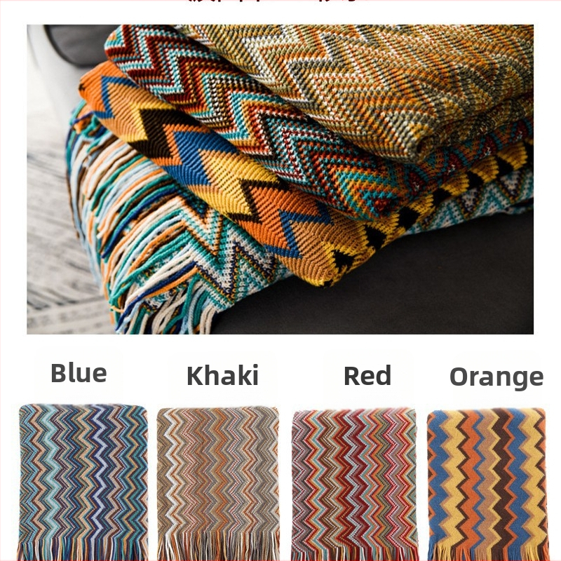 Patalynė - bohemiško stiliaus, daugiafunkcinė viešbučiams, biurui ir apgyvendinimui, dryžių raštas, akrilas, 500–799 g, keturi metų laikai