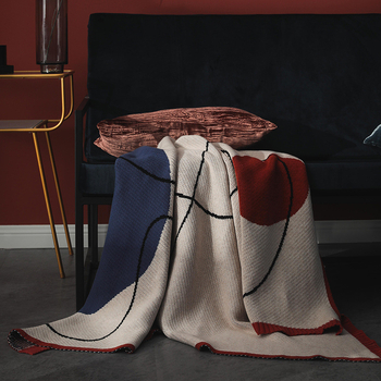 Keep Green Геометрично памучно одеяло за пролет и есен – за офисна дрямка и покривало за диван, персонализирана обработка