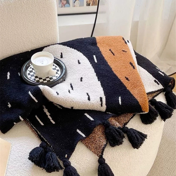 Kaktusz kötött pléd, növények és virágok mintával, vidéki stílus, súly 500–800 g