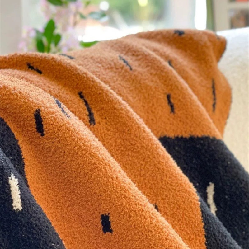 Kaktusz kötött pléd, növények és virágok mintával, vidéki stílus, súly 500–800 g