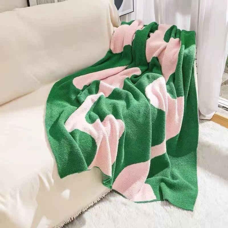 Gyapjú korál polár takaró, geometriai minta, 180–190 g/m², könnyű luxus stílus