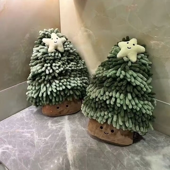 Prosop de mână cu design brad de Crăciun, drăguț și creativ, ultra-absorbant, îngroșat, anti-miros, pentru bucătărie și baie, cu agățare