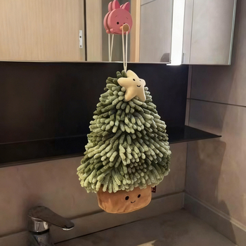 Prosop de mână cu design brad de Crăciun, drăguț și creativ, ultra-absorbant, îngroșat, anti-miros, pentru bucătărie și baie, cu agățare