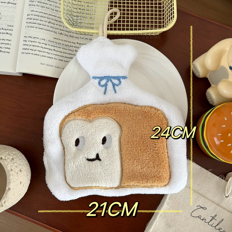 Prosop de mână din coral fleece cu design de agățare; 150D; broderie; super absorbent; greutate peste 200 g