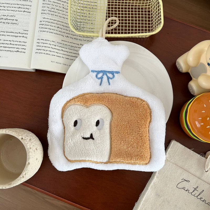 Prosop de mână din coral fleece cu design de agățare; 150D; broderie; super absorbent; greutate peste 200 g