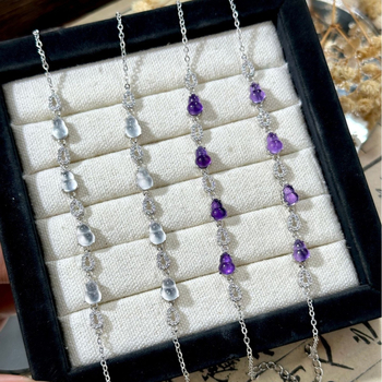 Brățară cu cristale de ametist, formă de dovleac, placare electroplată, bijuterie de mână pentru femei, stil luxos