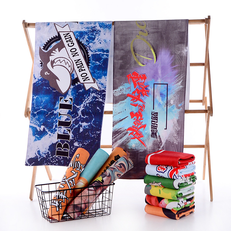 Prosop cu logo imprimat – prosop de față și de baie, 80% poliester, 20% poliamid, fir din fibră compozită, proces de imprimare, 50–80 g