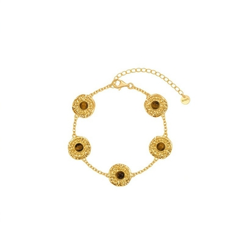 Brățară din argint 925 cu ochi de tigru și turcoaz, design geometric, placare electro, stil lux pentru femei