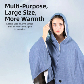 Графенов загряващ шал с качулка, USB захранване, памук-нитрилна смес, тегло 800–999 g
