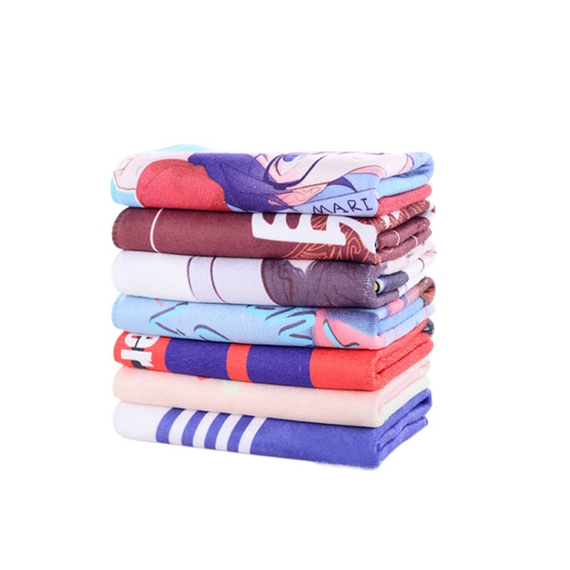 Ručník s logom, štvorcový plážový uterák so športovým vzorom (Materiál: 80% polyester + 20% polyamid; Vlákno: vlákno; Vláknová špecifikácia: kompozitné vlákno; Výrobný proces: tlač; Hmotnosť: 50–80 g)
