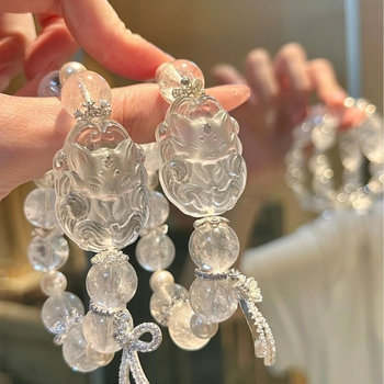 Brățară cu cristal, motiv vulpe, stil etnic, șlefuită, primăvara 2025