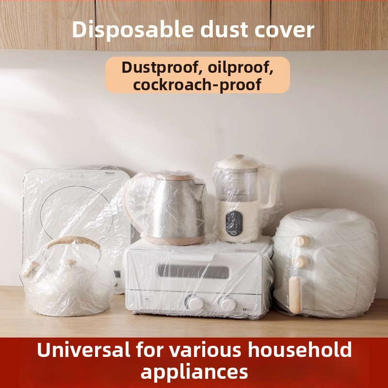 Vienreizējais putekļu aizsargs vāciņš mājas elektroierīcēm; elastīgs PE plastmasa, putekļu aizsardzība, saderīgs ar rīsu vārāmo un mikroviļņu krāsnī