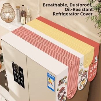 Protecție pentru frigider din poliester, rezistentă la ulei, husă superioară pentru frigider de tip american cu o singură ușă sau două, stil desen animat, pentru living.