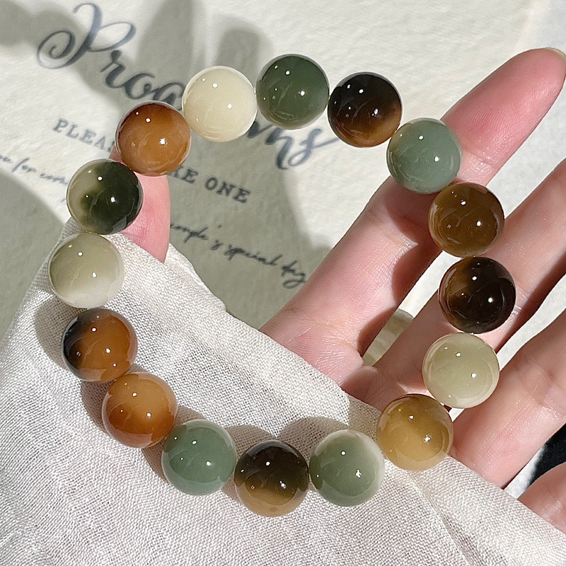 Brățară din semințe Bodhi — natural, unisex, accesoriu pentru mână, origine indoneziană, finisaj lustruit, set de 20 mărgele