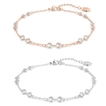 Ženski narukvica sa Swarovski kristalima, geometrijski dizajn od legure, elektroplatirani završni sloj