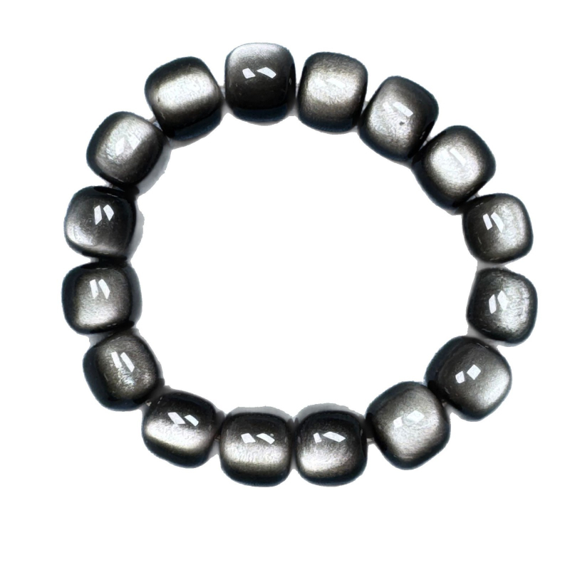 Narukvica od obsidijana — ručno izrađena, geometrijski oblik, unisex stil, DIY dodatak za perlice