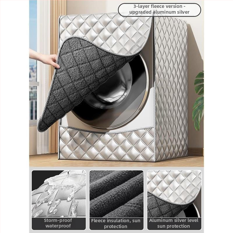 Kryt práčky s bubnom – flanel materiál, jednoduchý moderný štýl, ochrana proti prachu