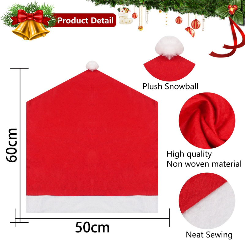 Karácsonyi sapkás szék hátulfedő – nemszövött anyag, univerzális illeszkedés, nappali és étkező dekoráció