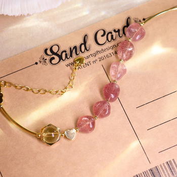 Brățară Feiyi accesorii din cristal de căpșună, lucrată manual, pentru femei, stil chinezesc, retro-literar