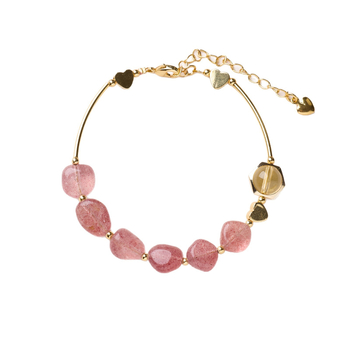 Brățară Feiyi accesorii din cristal de căpșună, lucrată manual, pentru femei, stil chinezesc, retro-literar