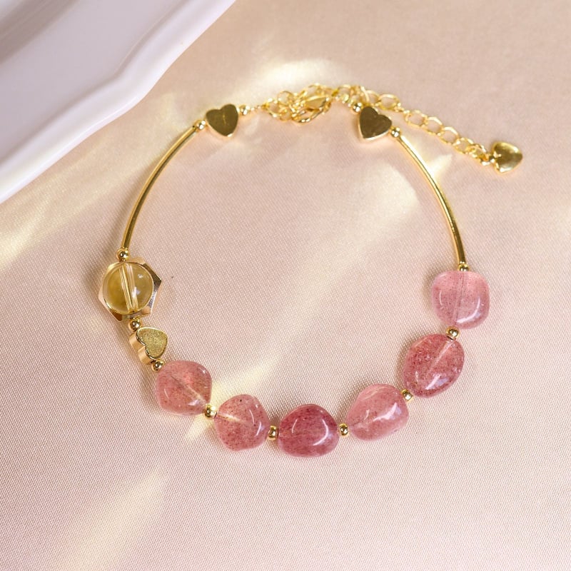 Brățară Feiyi accesorii din cristal de căpșună, lucrată manual, pentru femei, stil chinezesc, retro-literar