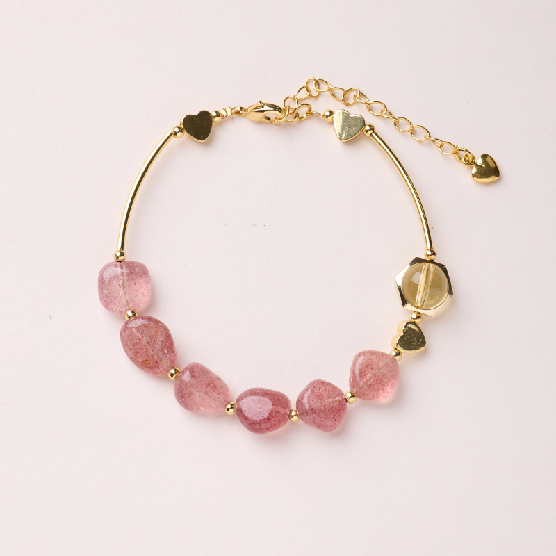 Brățară Feiyi accesorii din cristal de căpșună, lucrată manual, pentru femei, stil chinezesc, retro-literar