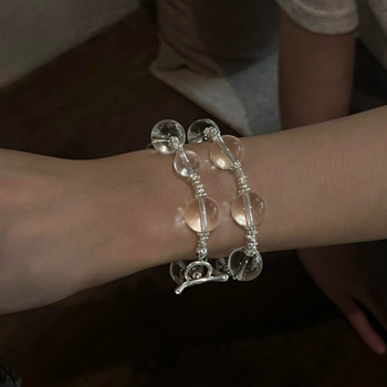 Brățară de cristal Liangxu Jewelry cu cristal alb, gravură, design geometric unisex