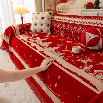 Husa Chenille pentru canapea de două locuri, stil festiv