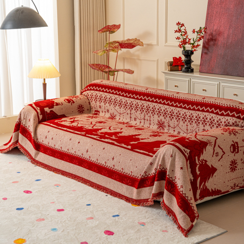 Husa Chenille pentru canapea de două locuri, stil festiv