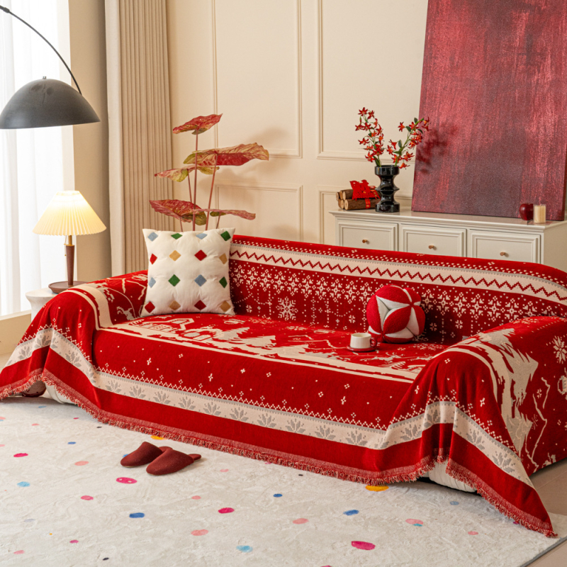 Husa Chenille pentru canapea de două locuri, stil festiv