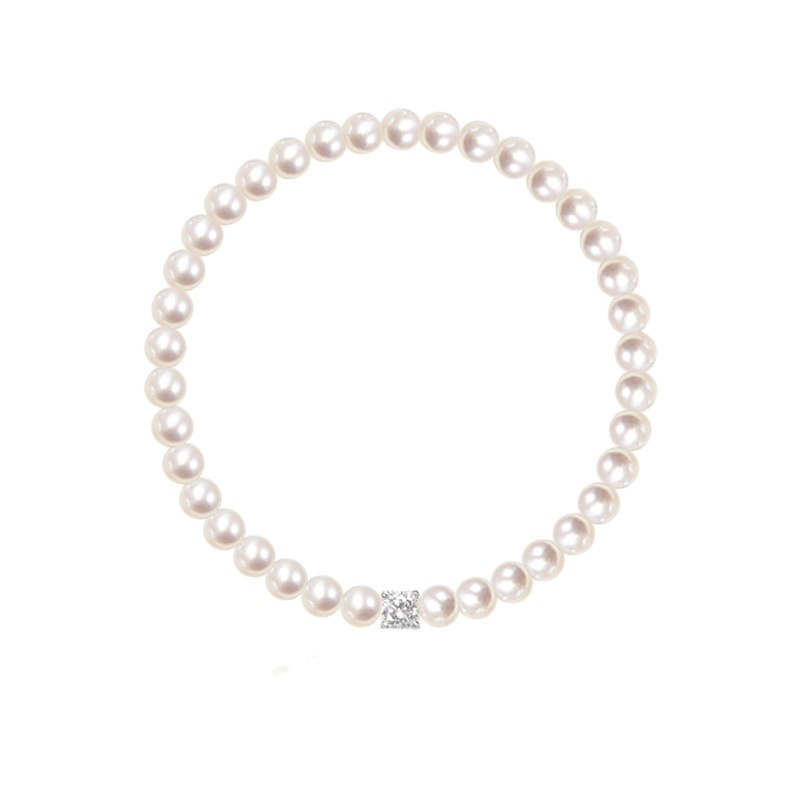 Brățară din argint 925, lucrată manual, pentru femei, design geometric cu zirconiu pătrat și perle imitatie rotunde, stil ușor lux