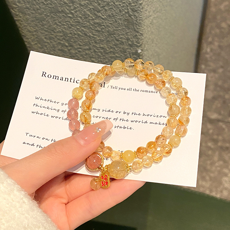 Brățară Pixiu cu cristal în formă de turn, dublu cerc, lucrată manual, stil feminin chinezesc, motiv animal zodiac, iarna 2024