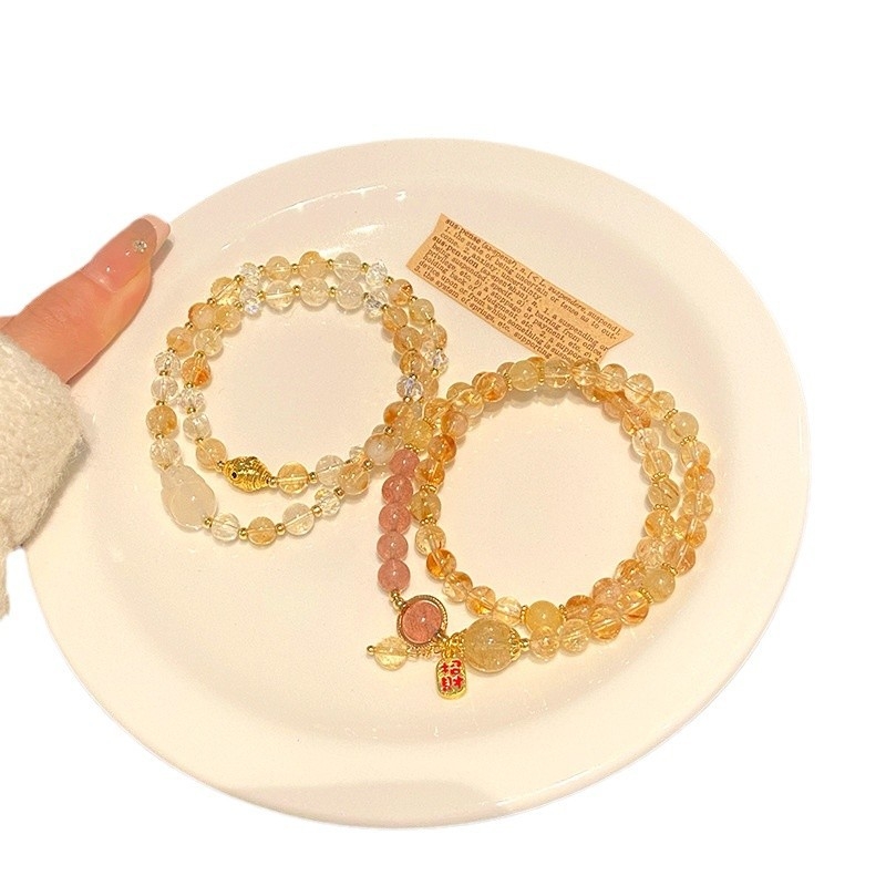 Brățară Pixiu cu cristal în formă de turn, dublu cerc, lucrată manual, stil feminin chinezesc, motiv animal zodiac, iarna 2024