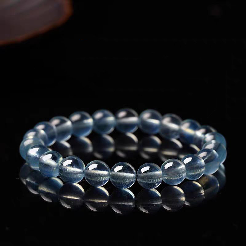 Narukvica od akvamarina s kuglicama • Geometrijski oblik • Unisex • Prirodni stil