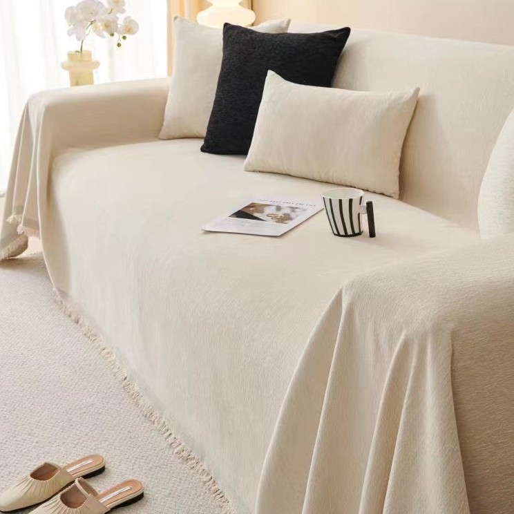 Husă pentru canapea — țesătură chenille — pentru canapea de tip combinație — stil minimalist — model monocrom — personalizare disponibilă