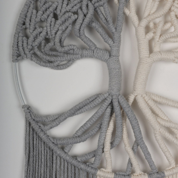 Гоблен за стена: Дървото на живота, ръчно тъкана памучна тъкан, кръгла форма, кръгъл мотив (ръчно тъкана; памук; кръгла форма; кръгъл мотив)