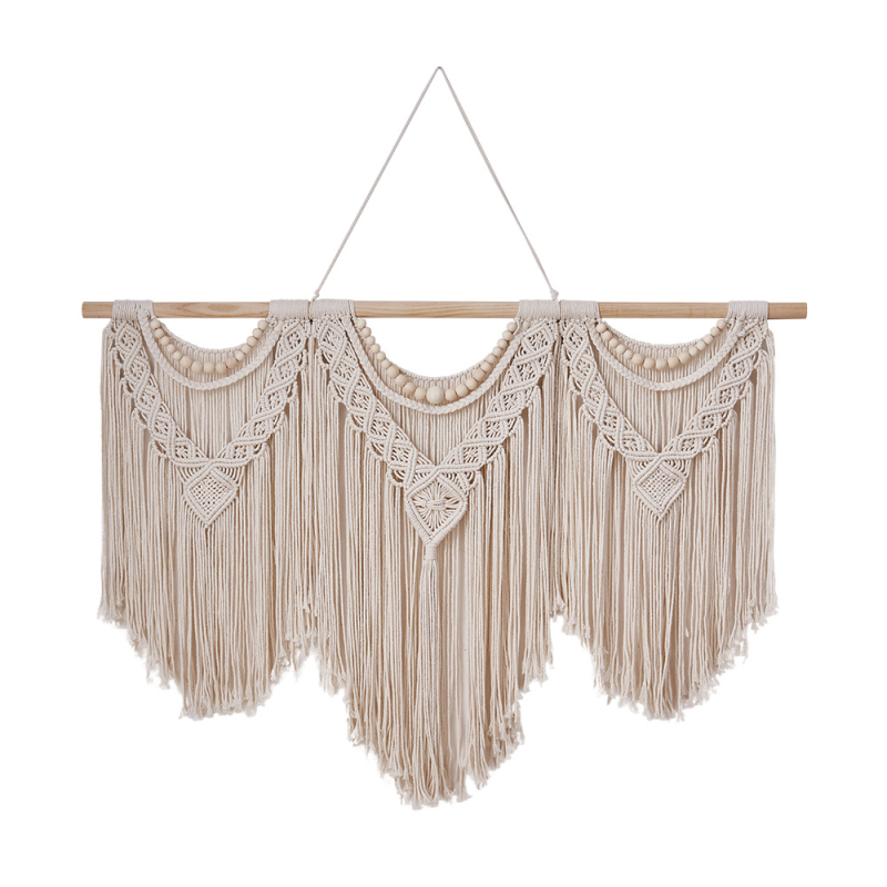 Гоблен — ръчно тъкан памучен, скандинавски стил, правоъгълен, едноцветен