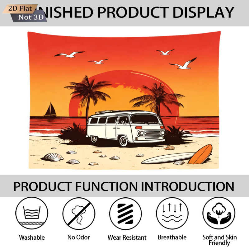 Гоблен за стена: полиестер, мультяшен стил, дигитален термален трансфер печат, персонализируем, правоъгълен формат