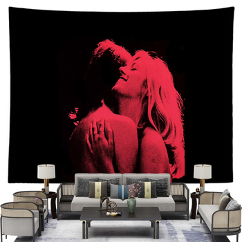 Гоблен за стена с момиче пред телевизор — полиестер, цифров термичен трансфер печат, правоъгълник, машинно пране, подходящ за дневна, спалня и кабинет