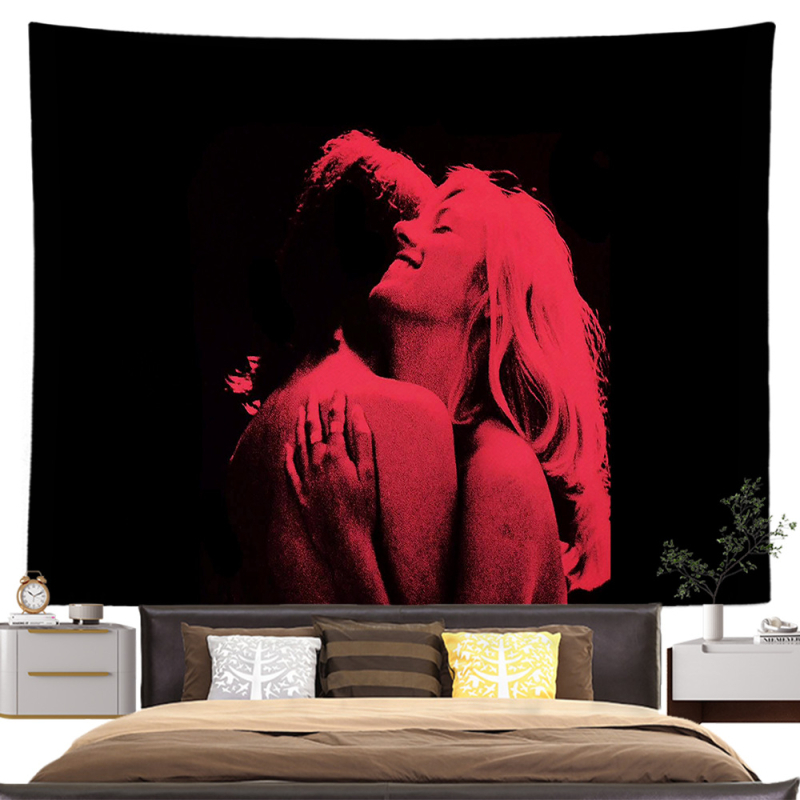 Гоблен за стена с момиче пред телевизор — полиестер, цифров термичен трансфер печат, правоъгълник, машинно пране, подходящ за дневна, спалня и кабинет