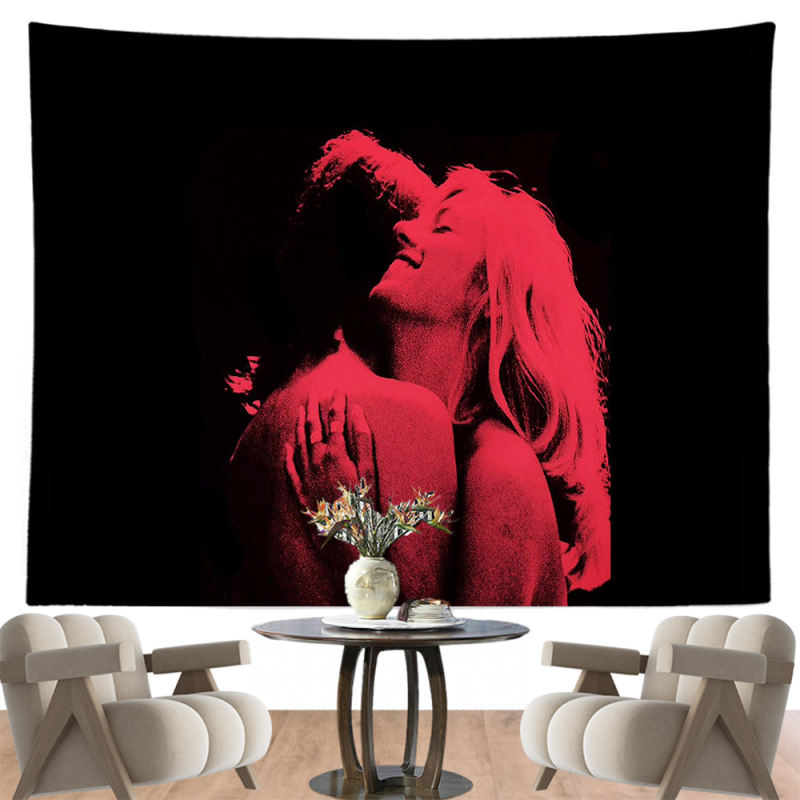 Гоблен за стена с момиче пред телевизор — полиестер, цифров термичен трансфер печат, правоъгълник, машинно пране, подходящ за дневна, спалня и кабинет