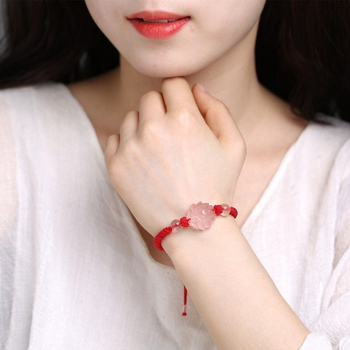 Brățară pentru femei din cuarț, cristal rotund, motiv vulpe cu nouă cozi, șnur țesut manual, stil Insta, lux accesibil