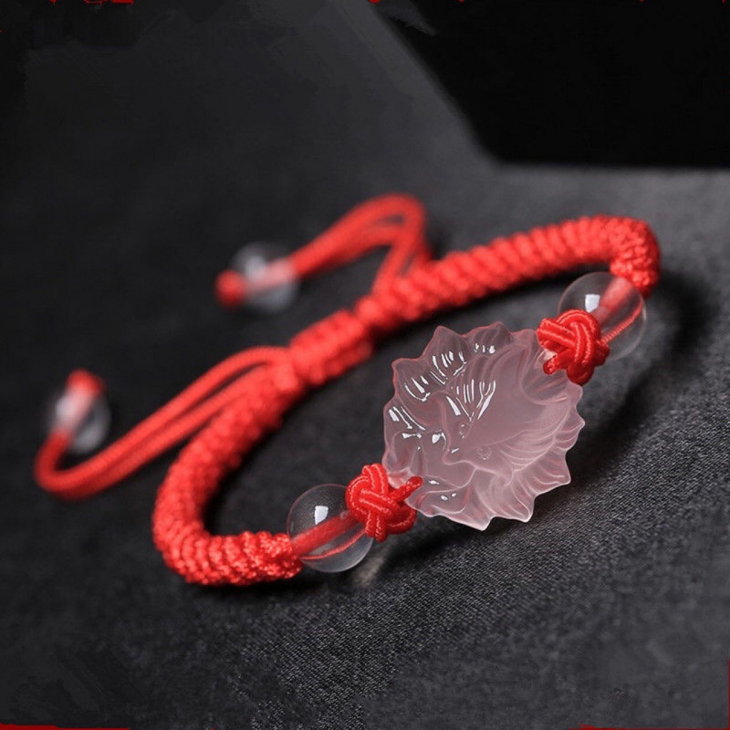 Brățară pentru femei din cuarț, cristal rotund, motiv vulpe cu nouă cozi, șnur țesut manual, stil Insta, lux accesibil