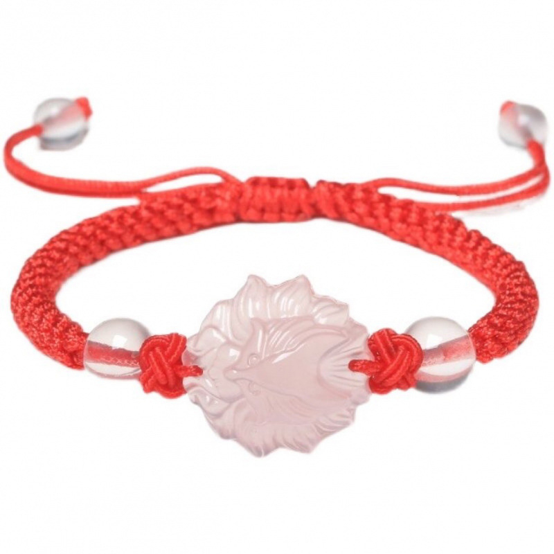 Brățară pentru femei din cuarț, cristal rotund, motiv vulpe cu nouă cozi, șnur țesut manual, stil Insta, lux accesibil